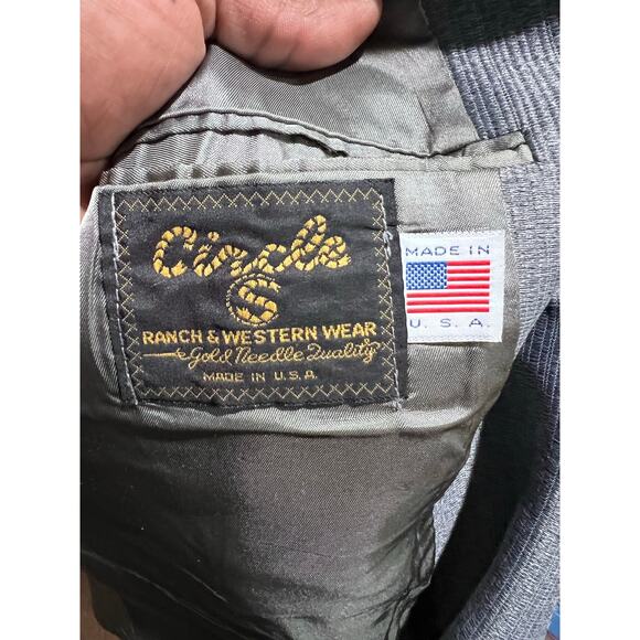 Vintage Circle S Ranch Western Wear Suit Gray Pinstripe 44R 34x32 USA Made - Picture 3 of 16